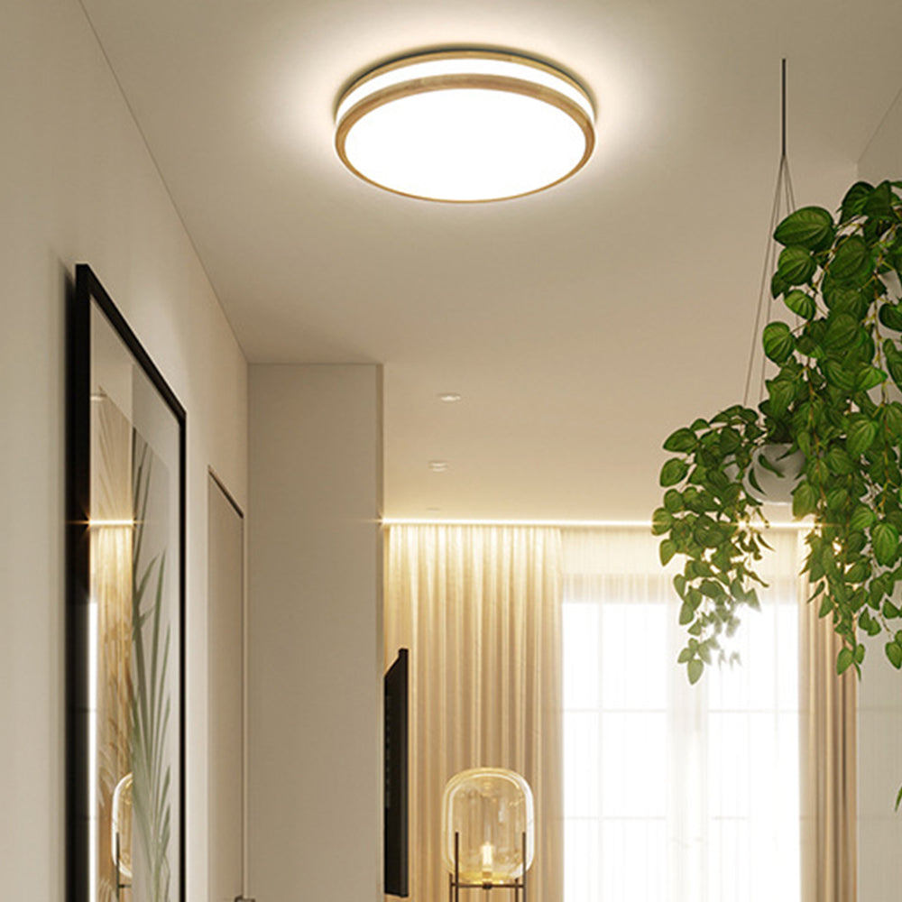 Vintage Wood Round LED Ceiling Light