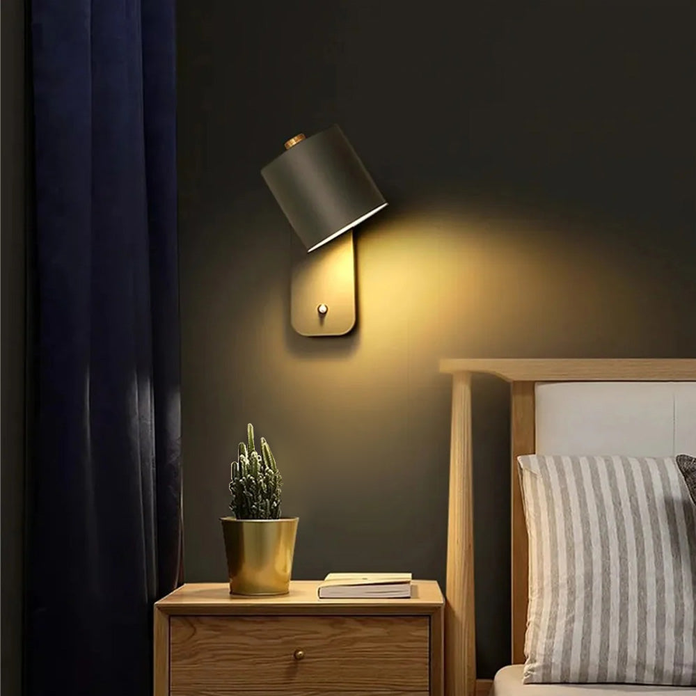 Nordic Rotatable Cylinder Iron Wall Light For Bedroom