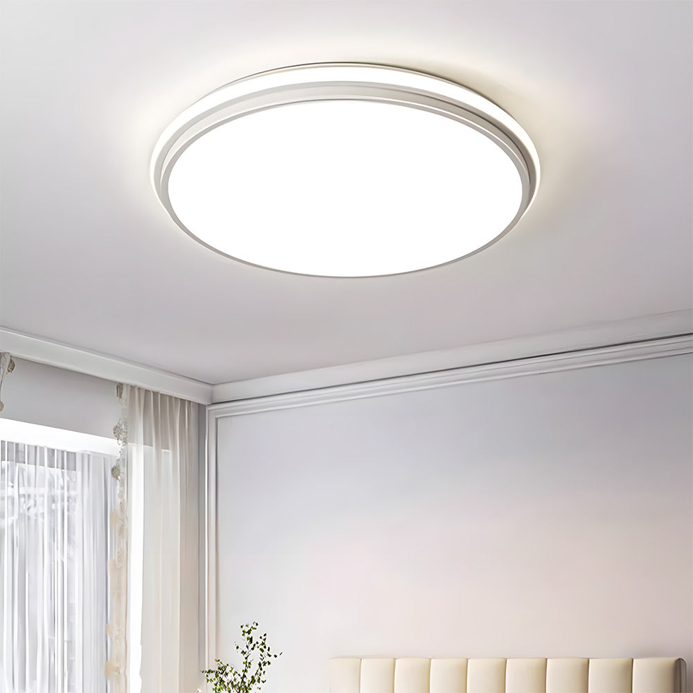 Minimalist Circular White Metal LED Bedroom Ceiling Light