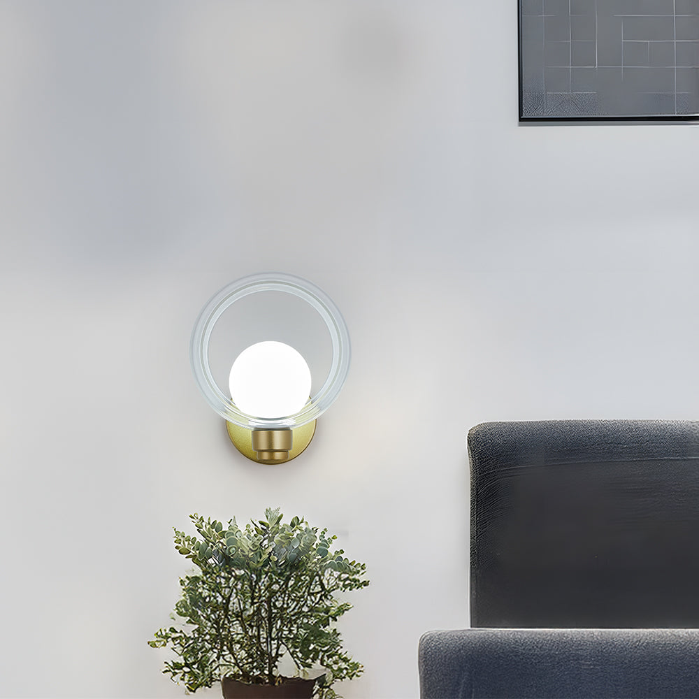 Simple Round Modern Glass Bedroom Wall Light