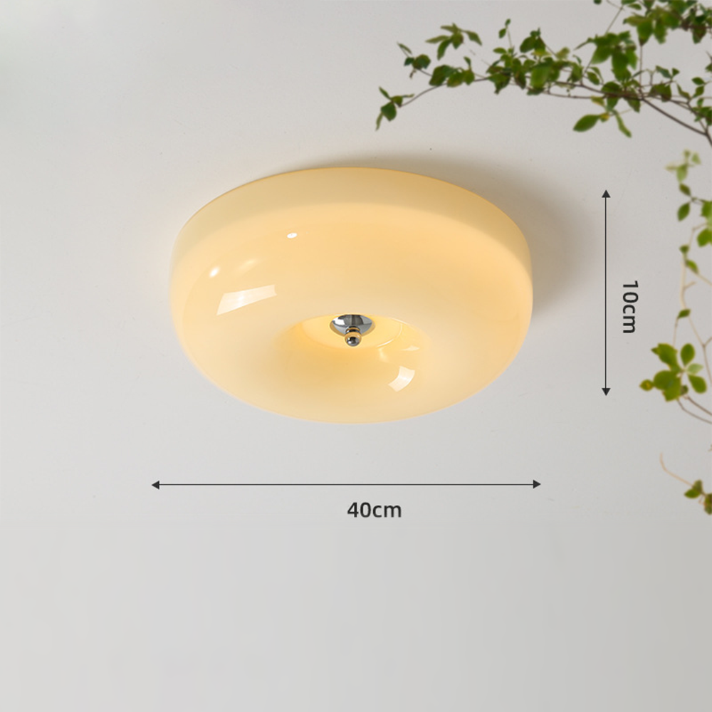 Cream Round Ceiling Lamp Simple Glass Ceiling Light For Bedroom