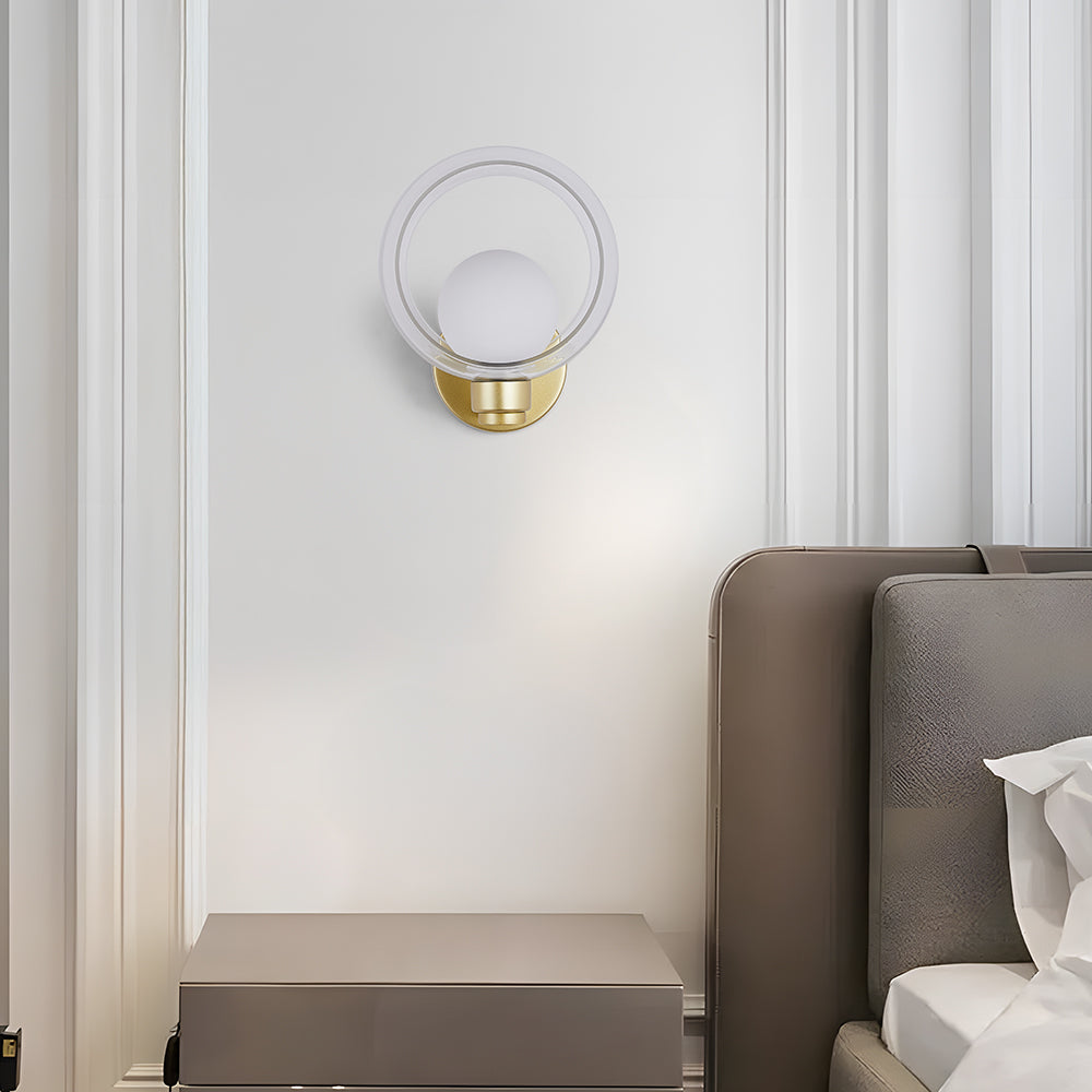 Simple Round Modern Glass Bedroom Wall Light