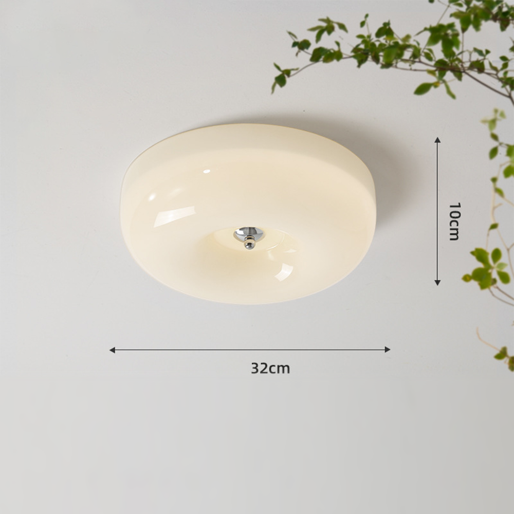 Cream Round Ceiling Lamp Simple Glass Ceiling Light For Bedroom