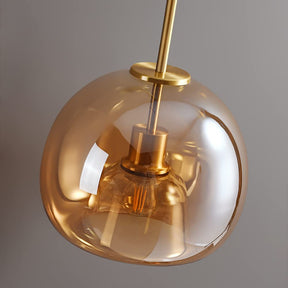 Retro Copper Glass Semi Flush Mount Ceiling Light