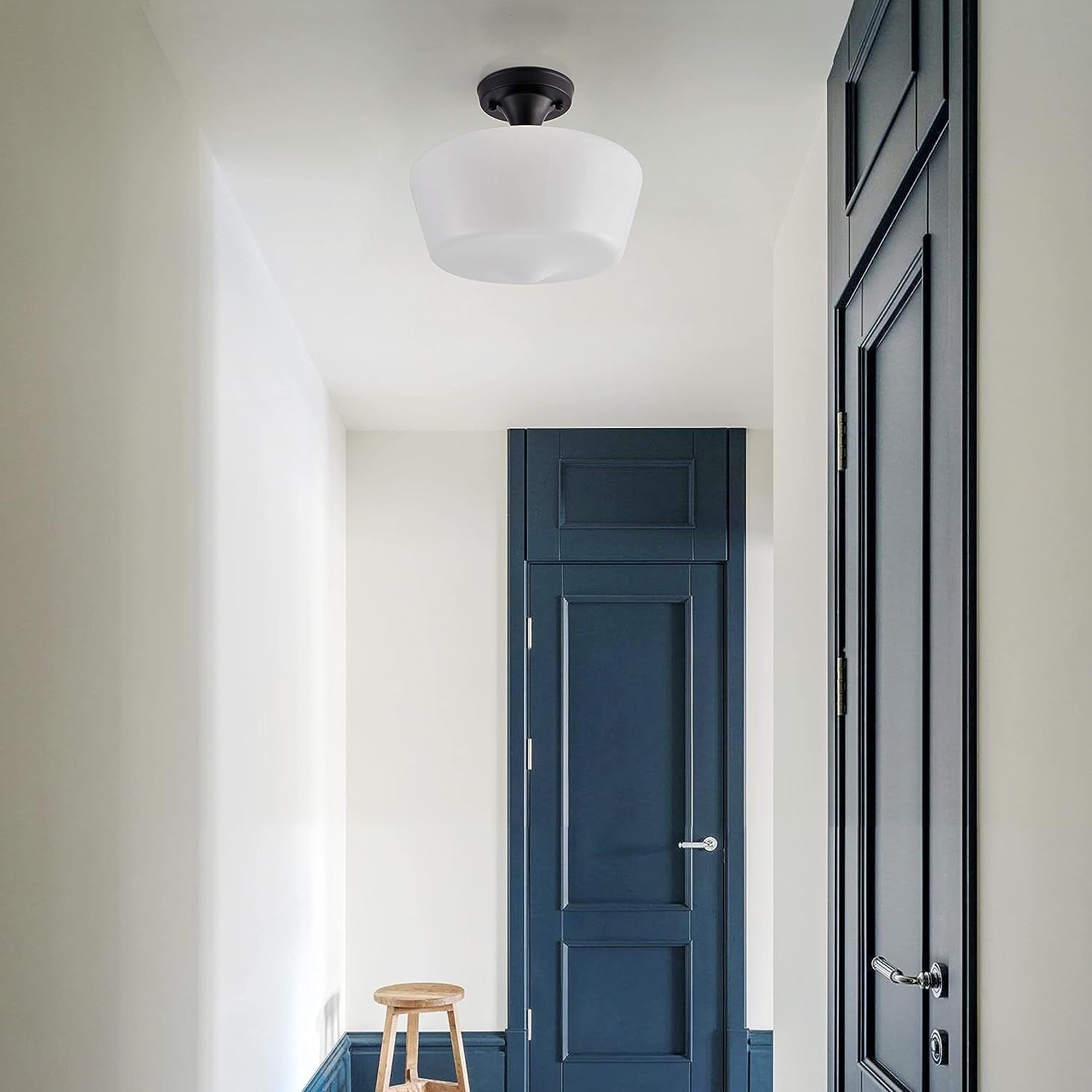 Bauhaus Cream Brass Hallway Ceiling Light