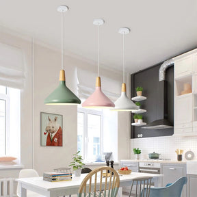 Contemporary Conical Colorful Metal Pendant Lamp