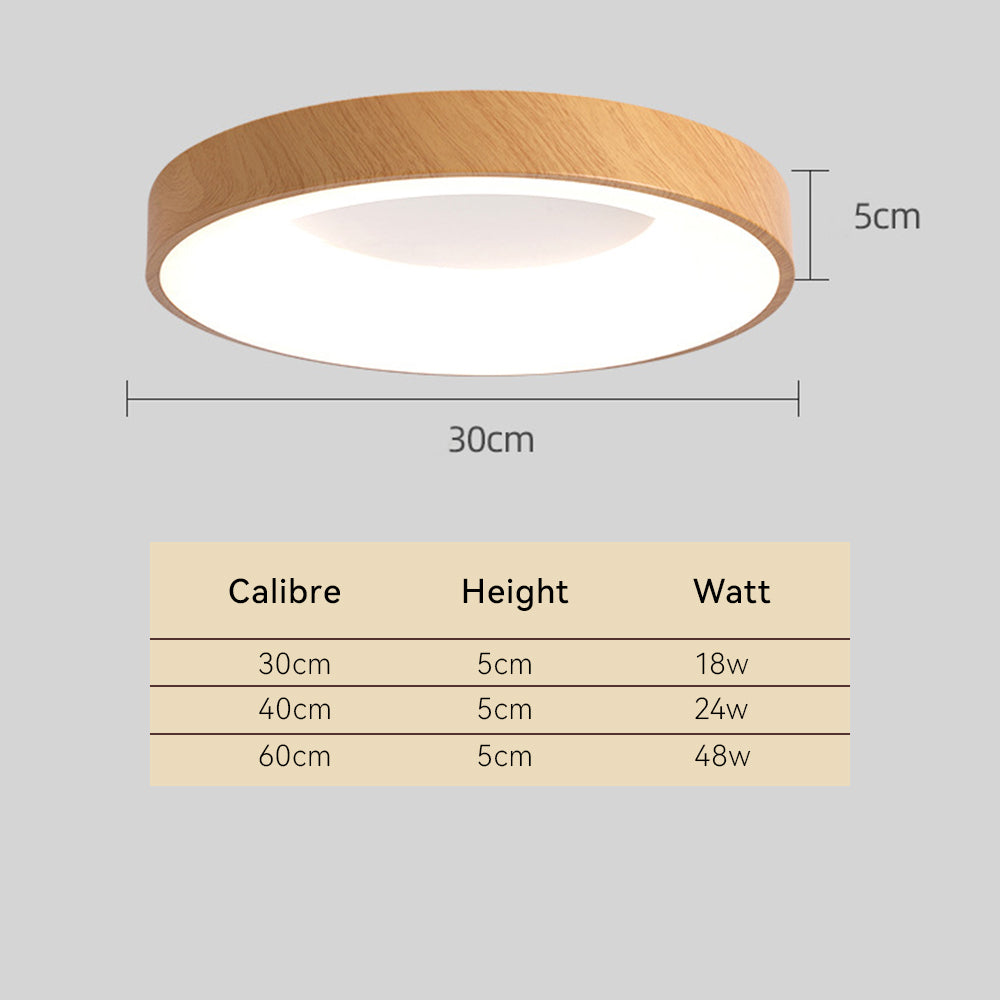 Natural Wood Round LED Ceiling Light