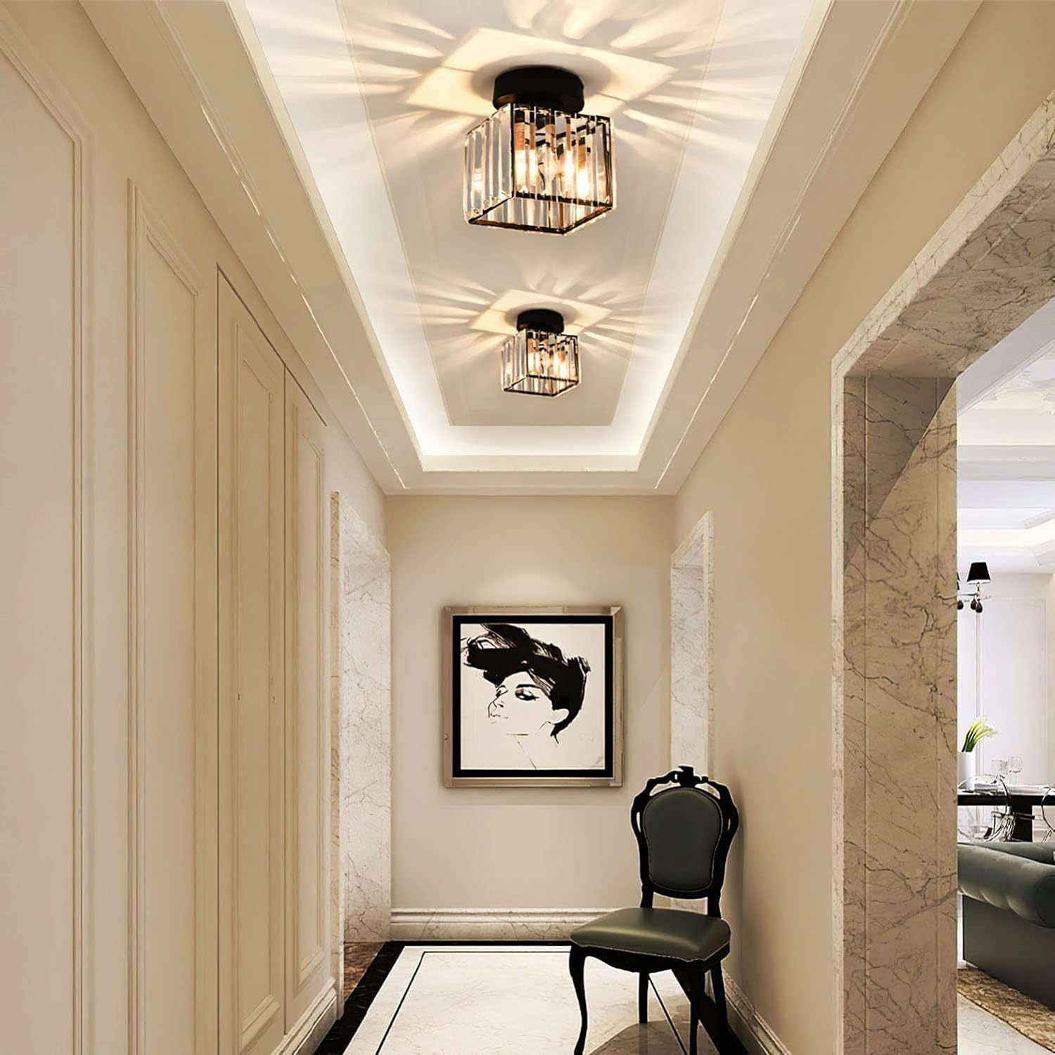 Modern 1-Light Black Hallway Ceiling Light