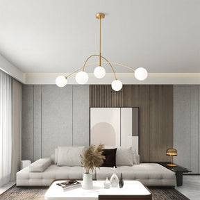 Scandinavian Simplistic Metal Glass Ball Chandelier