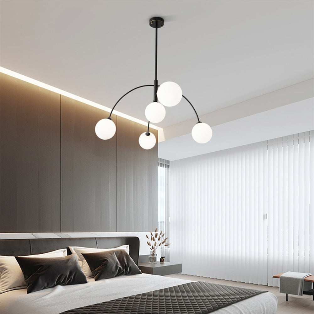 Scandinavian Simplistic Metal Glass Ball Chandelier