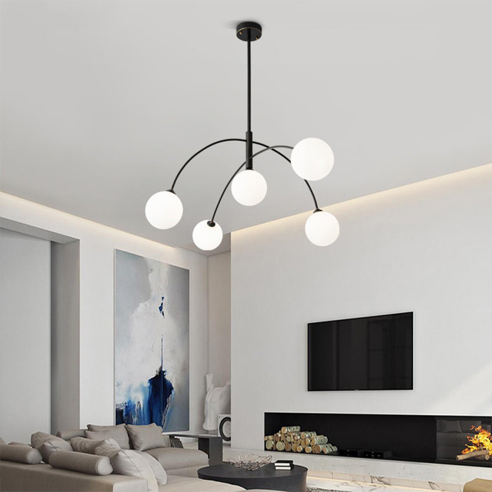 Scandinavian Simplistic Metal Glass Ball Chandelier