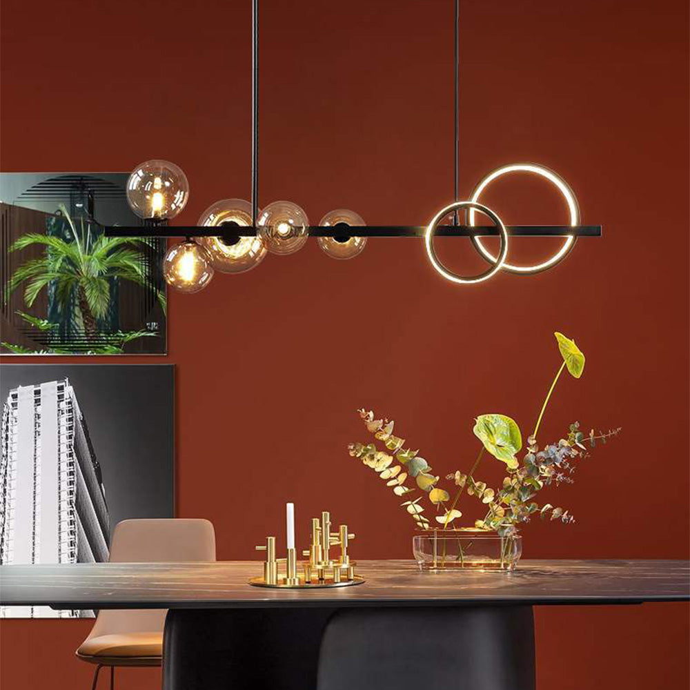 Scandinavian Long Bubble LED Metal Chandelier