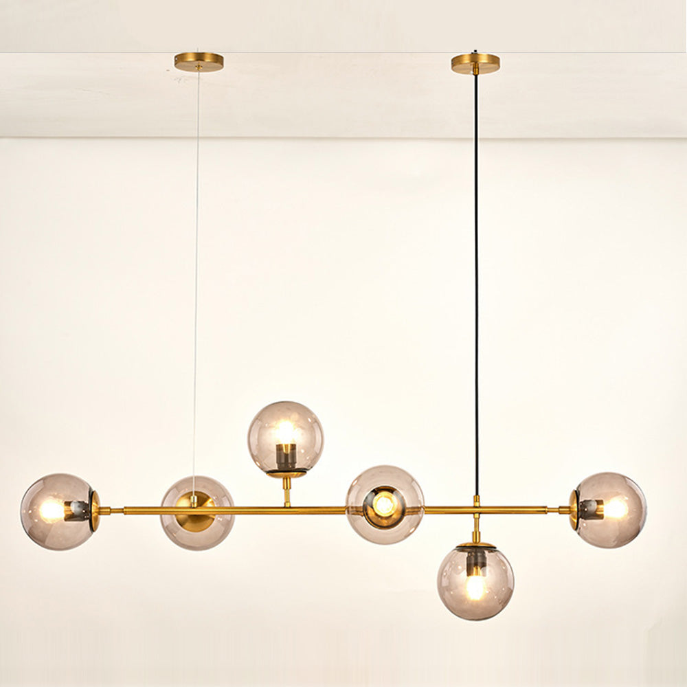 Contemporary Long Rod Glass Bubble Chandelier