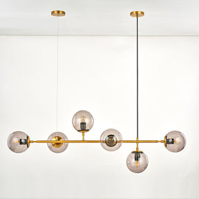 Contemporary Long Rod Glass Bubble Chandelier