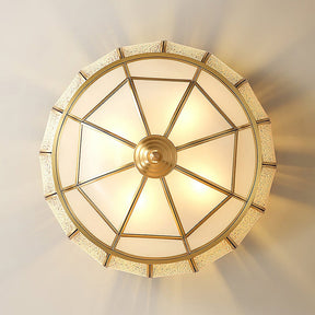 Mid-Century Gold Glass Drum Ceiling Light