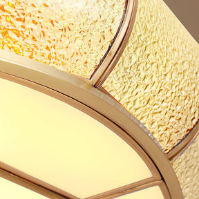 Mid-Century Gold Glass Drum Ceiling Light