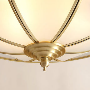 Mid-Century Gold Glass Drum Ceiling Light