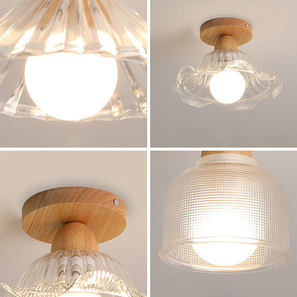 Scandinavian Glass Shaded Semi Flush Ceiling Light