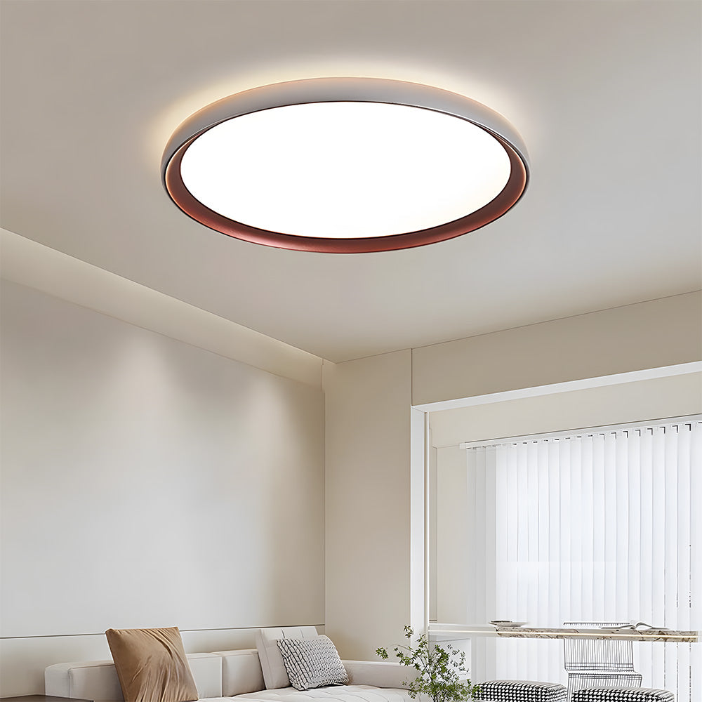 Minimalist Round Brown LED Bedroom Ceiling Lamp