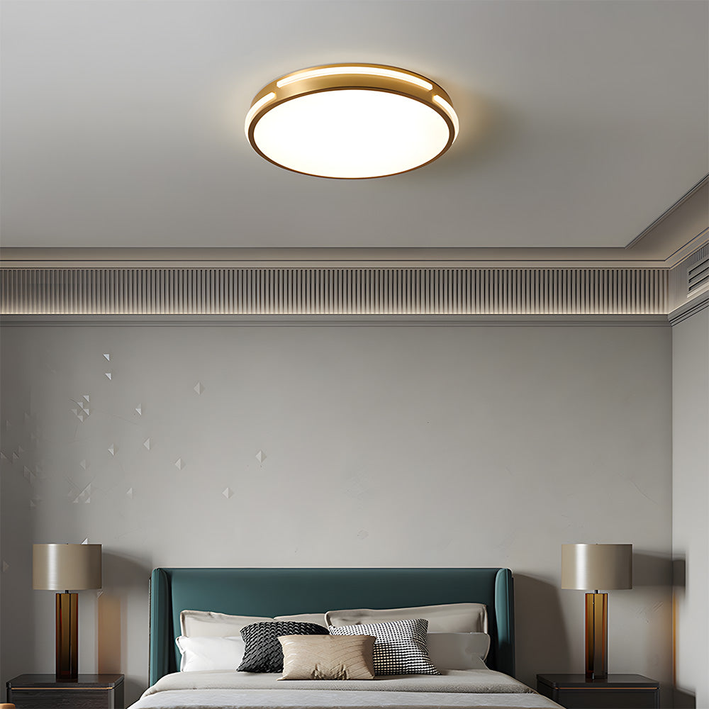 Elegant Copper Gold Round LED Ceiling Light for Living Room