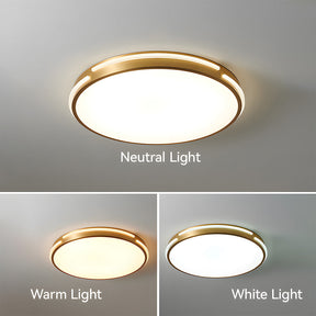 Elegant Copper Gold Round LED Ceiling Light for Living Room