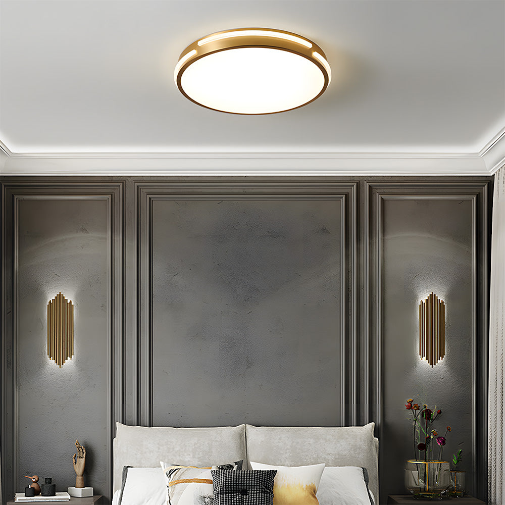 Elegant Copper Gold Round LED Ceiling Light for Living Room