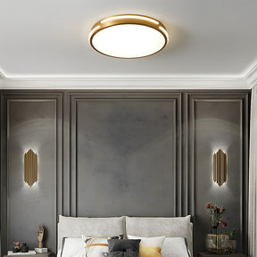 Elegant Copper Gold Round LED Ceiling Light for Living Room