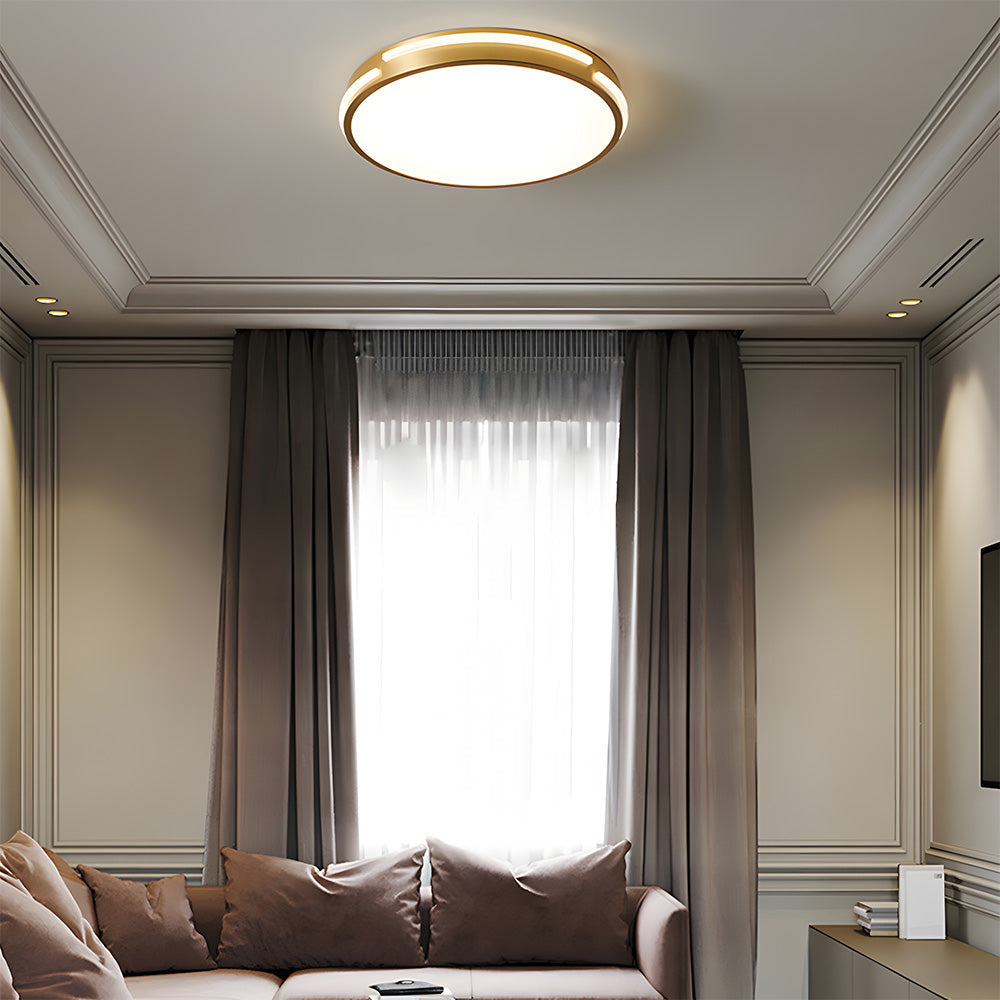 Elegant Copper Gold Round LED Ceiling Light for Living Room