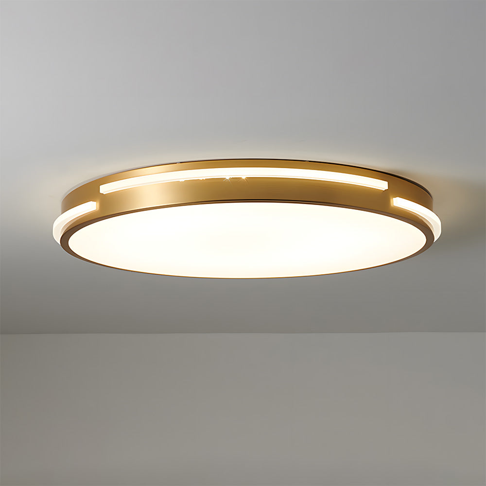 Elegant Copper Gold Round LED Ceiling Light for Living Room