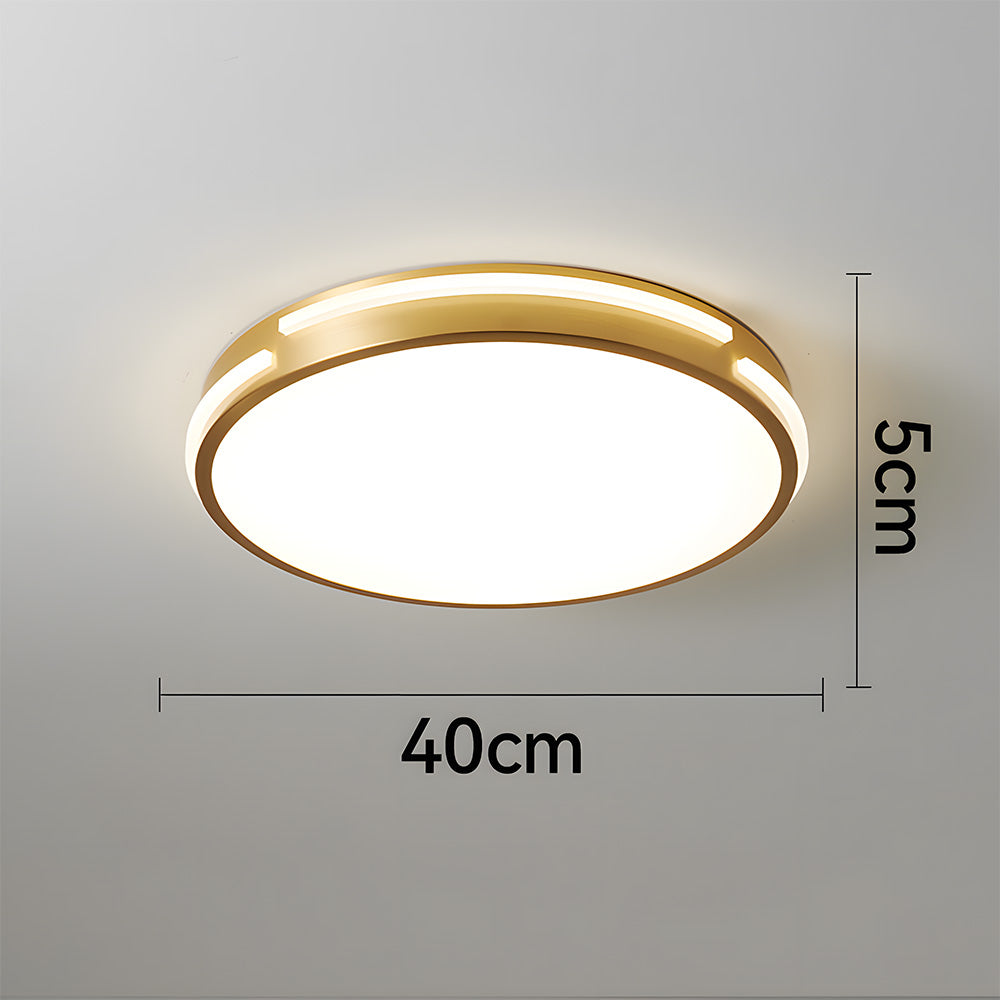 Elegant Copper Gold Round LED Ceiling Light for Living Room