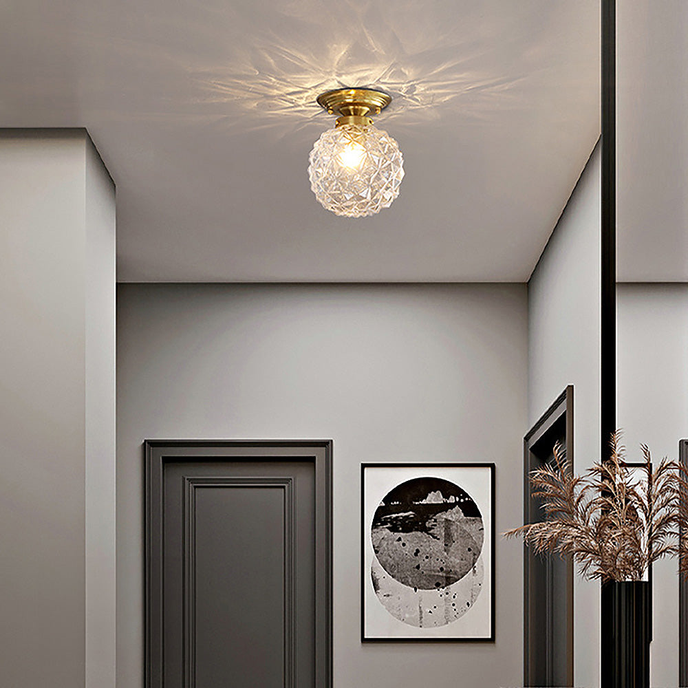 Contemporary Clear Glass Ball Hallway Ceiling Light