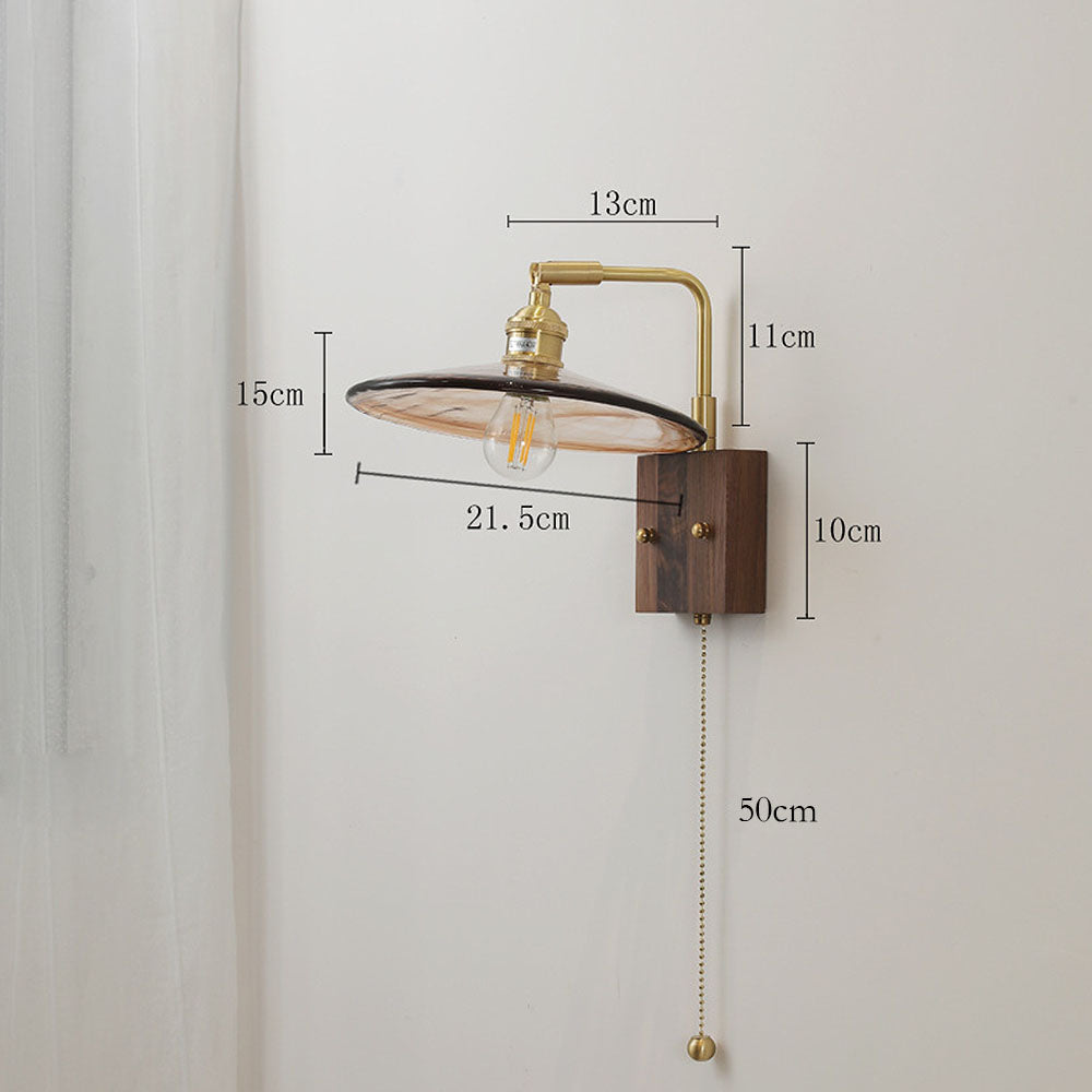 Mid-Century Brown Clear Glass Wall Light