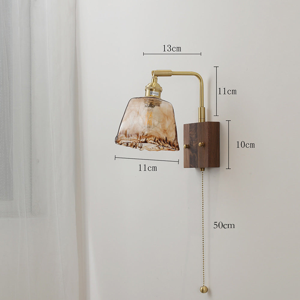 Mid-Century Brown Clear Glass Wall Light