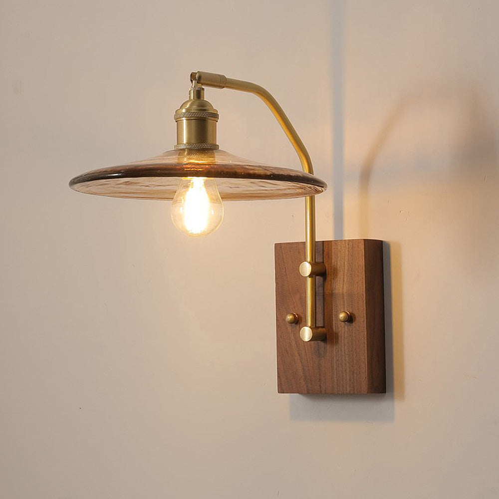 Mid-Century Brown Clear Glass Wall Light