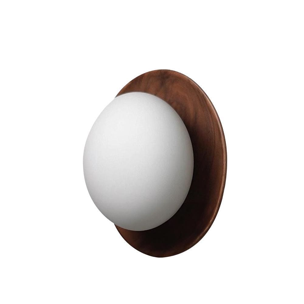 Natural Wood Minimalist Round Wall Light