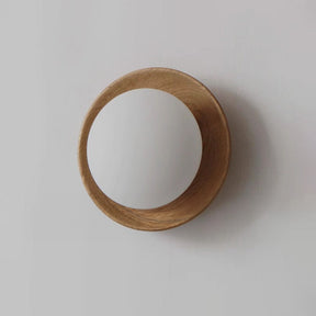 Natural Wood Minimalist Round Wall Light