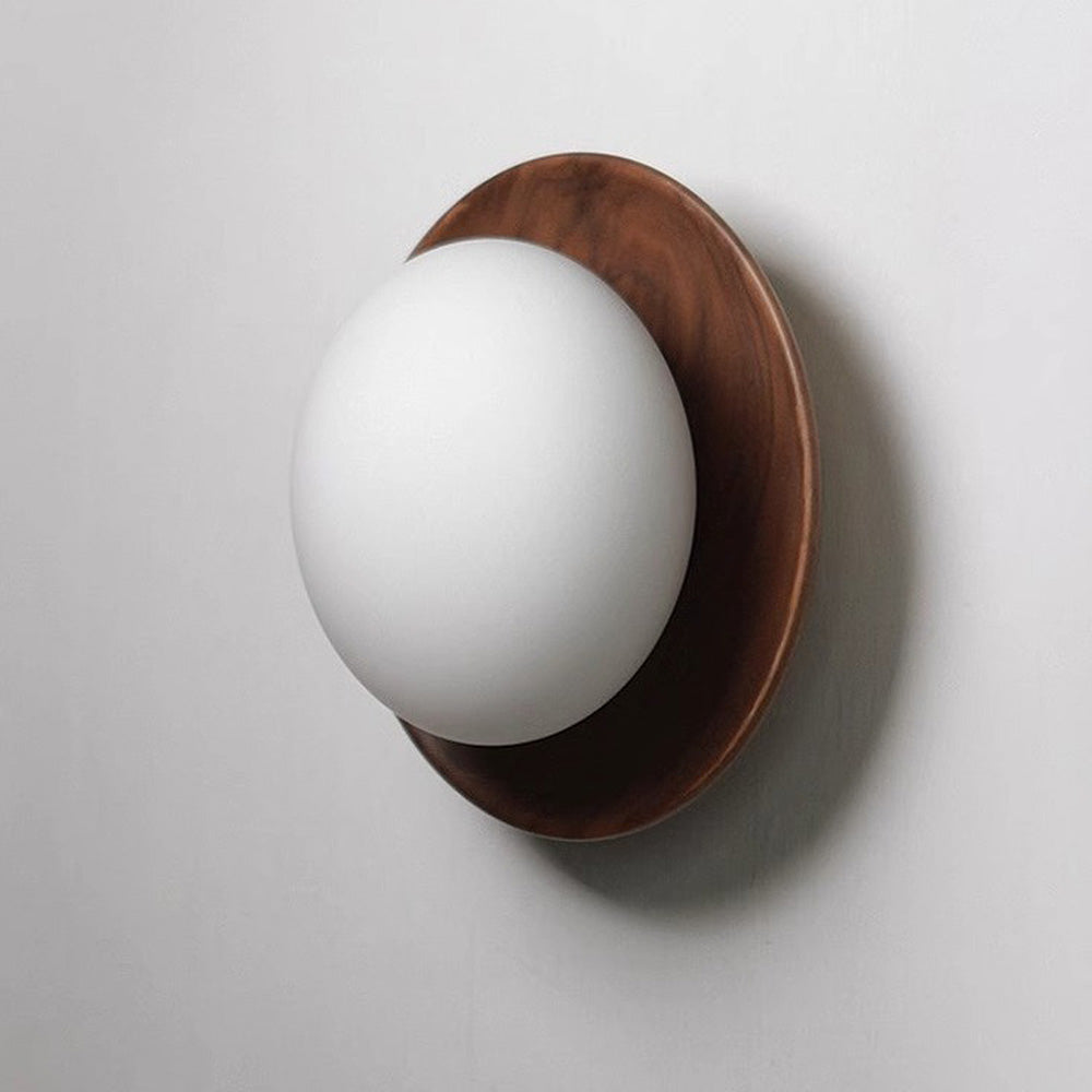 Natural Wood Minimalist Round Wall Light