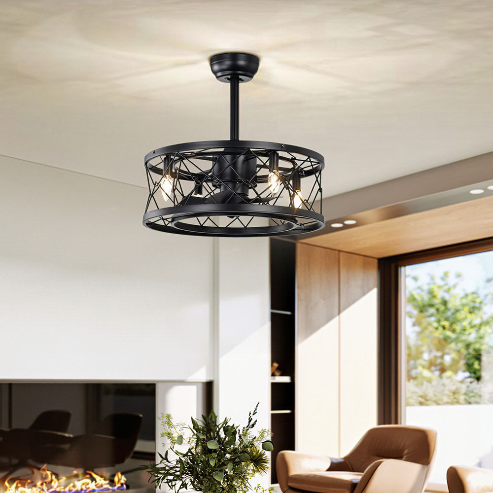 Contemporary Fancy Flush Living Room Ceiling Fan With Light And Remote -Lampsmodern