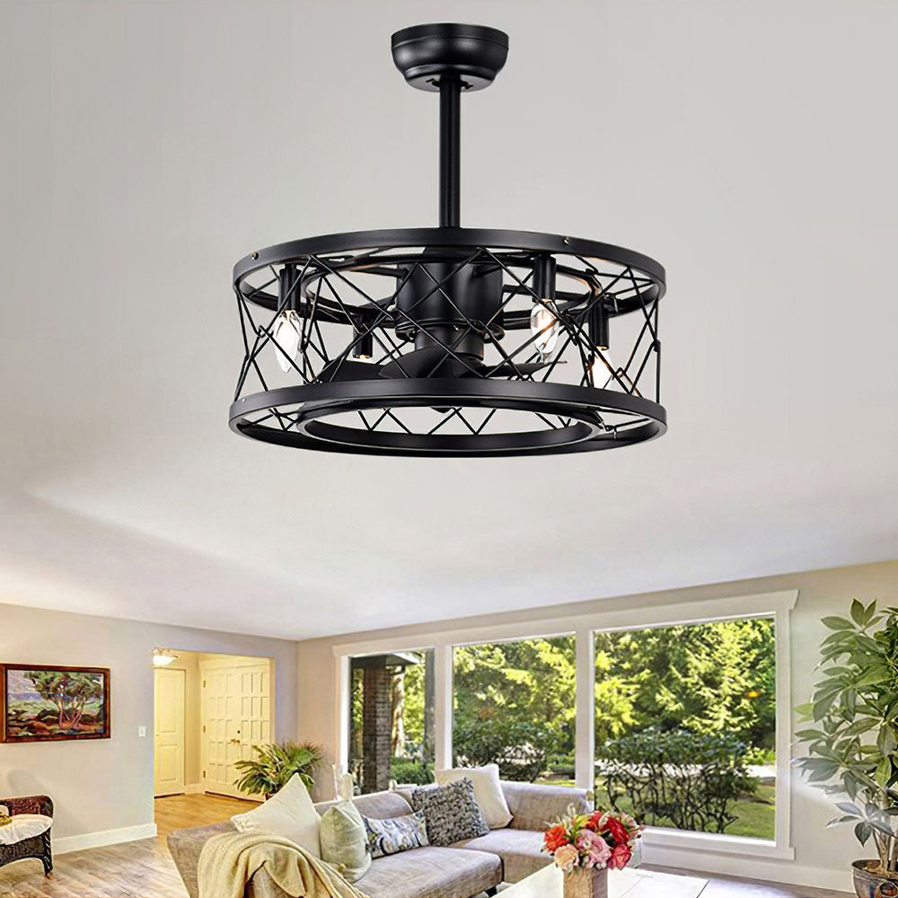 Contemporary Fancy Flush Living Room Ceiling Fan With Light And Remote -Lampsmodern