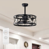 Contemporary Fancy Flush Living Room Ceiling Fan With Light And Remote -Lampsmodern