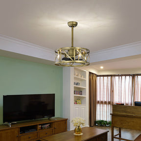 Contemporary Fancy Flush Living Room Ceiling Fan With Light And Remote -Lampsmodern