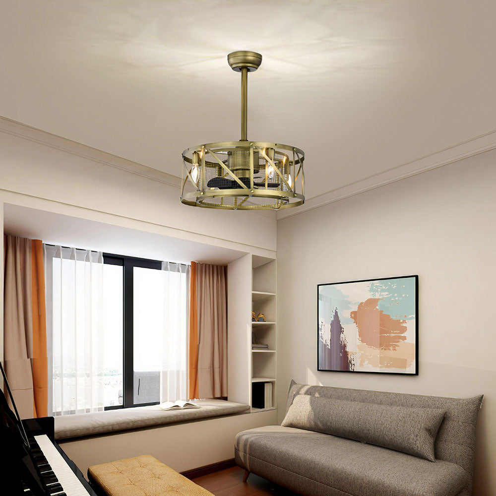 Contemporary Fancy Flush Living Room Ceiling Fan With Light And Remote -Lampsmodern