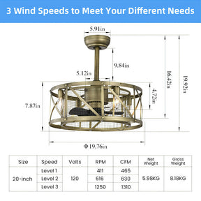 Contemporary Fancy Flush Living Room Ceiling Fan With Light And Remote -Lampsmodern