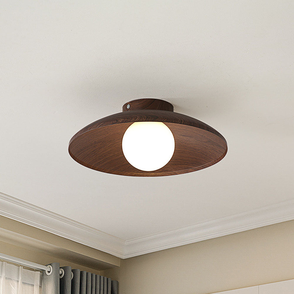 Natural Brown Iron Wooden Ceiling Light