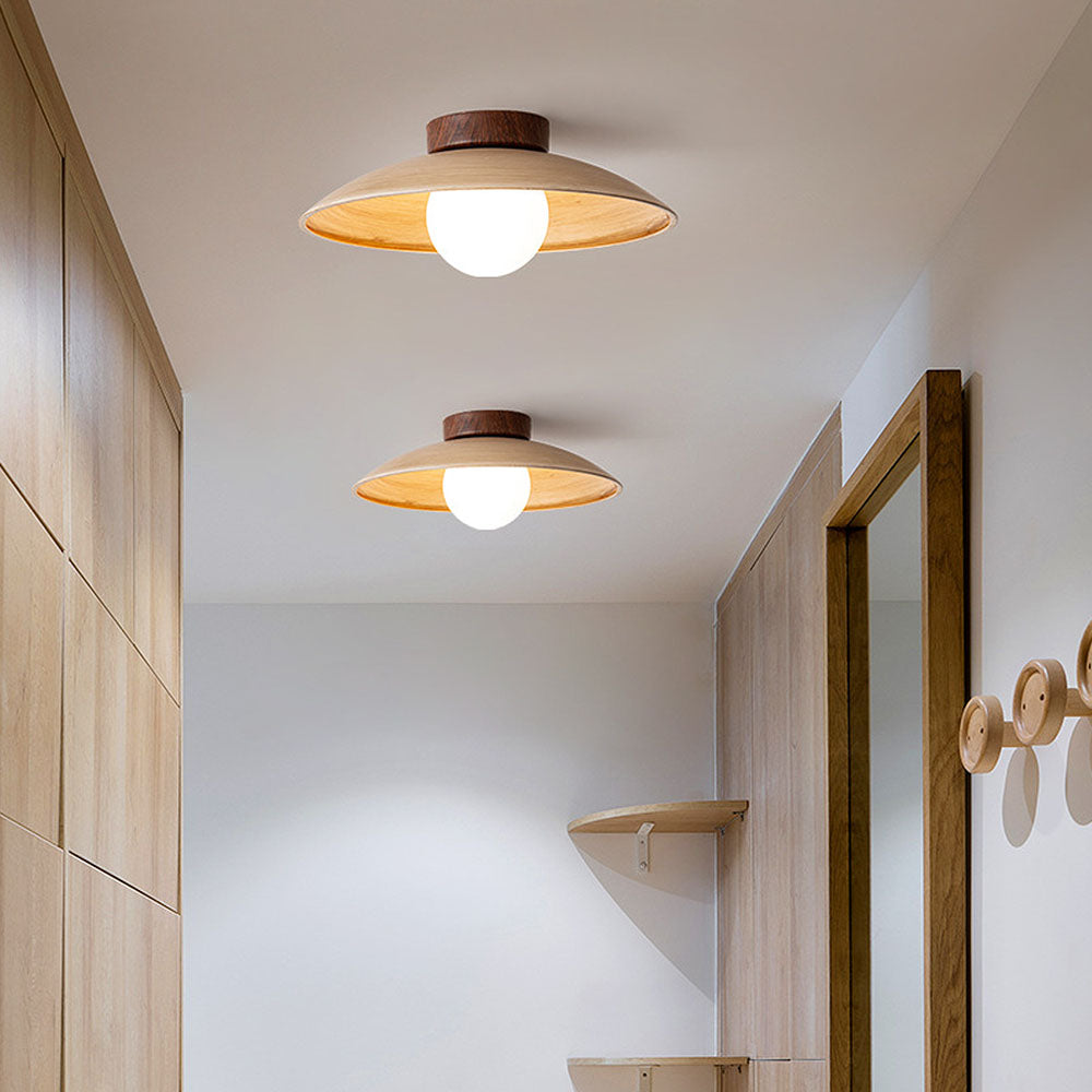 Retro Mini Wood Finish Hallway Ceiling Light