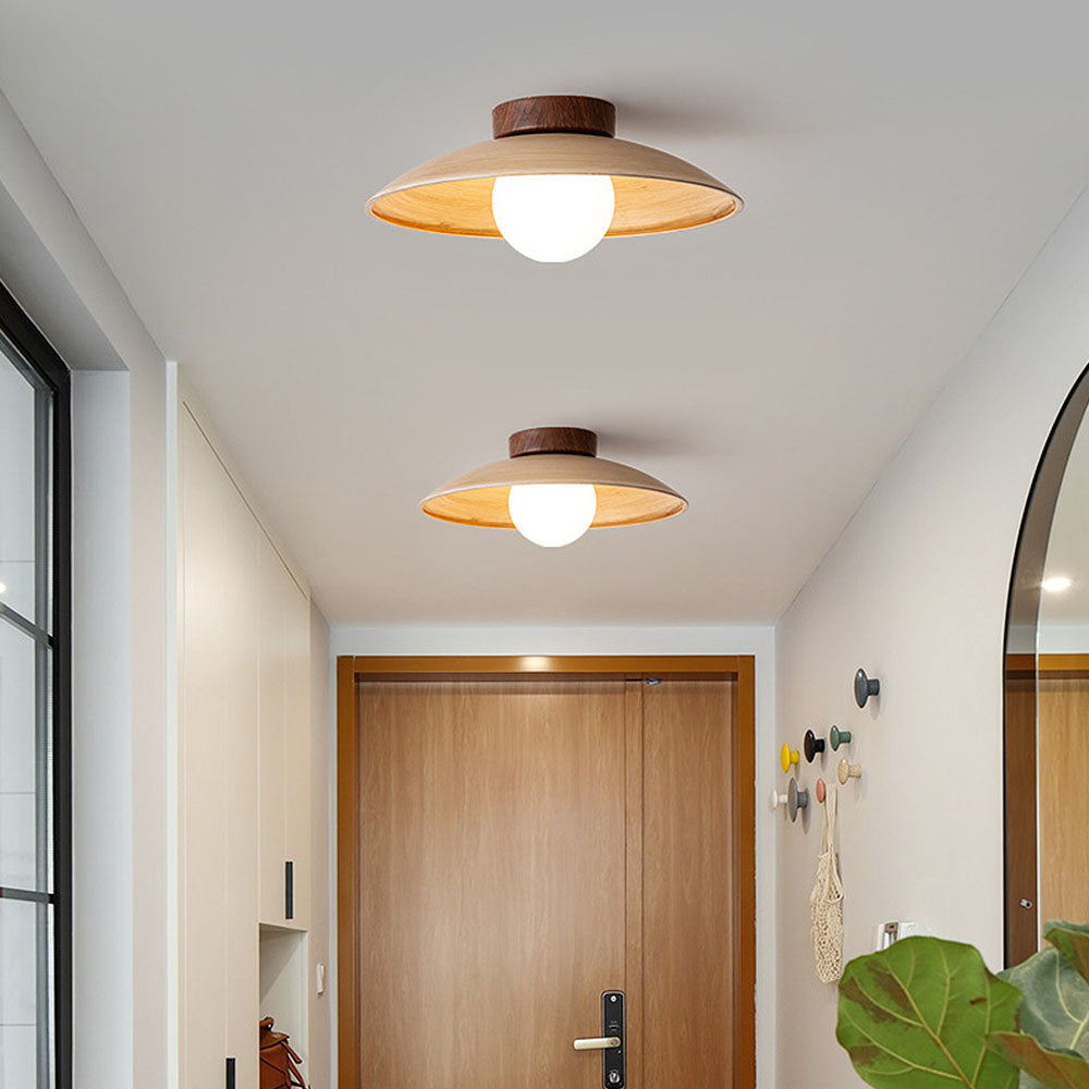 Retro Mini Wood Finish Hallway Ceiling Light