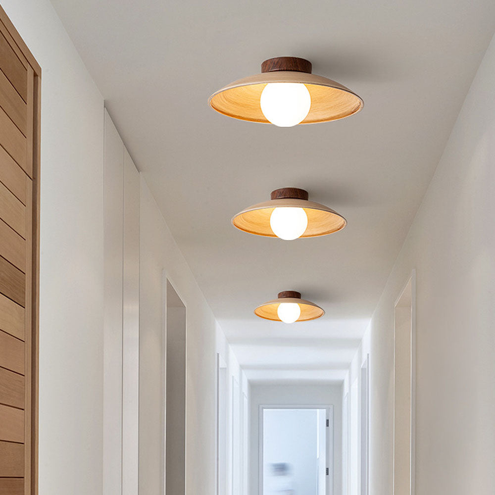 Retro Mini Wood Finish Hallway Ceiling Light