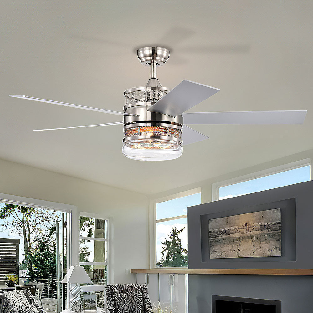 Modern Silver Ceiling Fan With Light And Remote -Lampsmodern