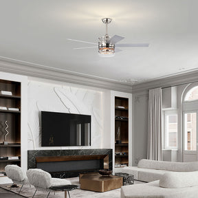 Modern Silver Ceiling Fan With Light And Remote -Lampsmodern