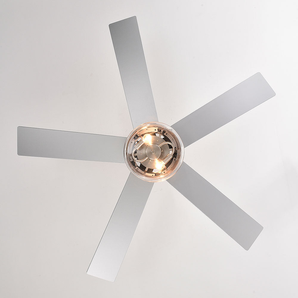 Modern Silver Ceiling Fan With Light And Remote -Lampsmodern